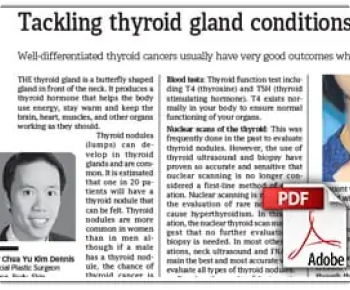 Article on Thyroid Disease and Lumps published in Singapore Business Times